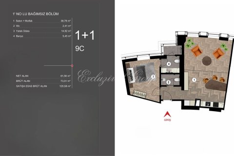 1+1 Leilighet  i Istanbul, Tyrkia Nr. 222353 - 28