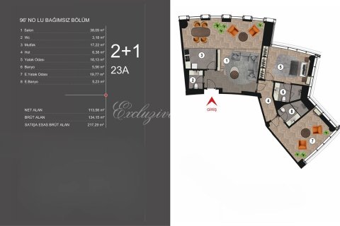 1+1 Leilighet  i Istanbul, Tyrkia Nr. 222353 - 30