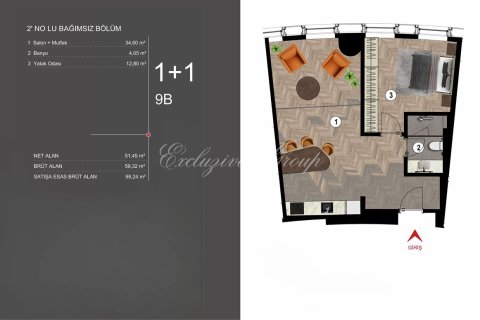 1+1 Leilighet  i Istanbul, Tyrkia Nr. 222353 - 29