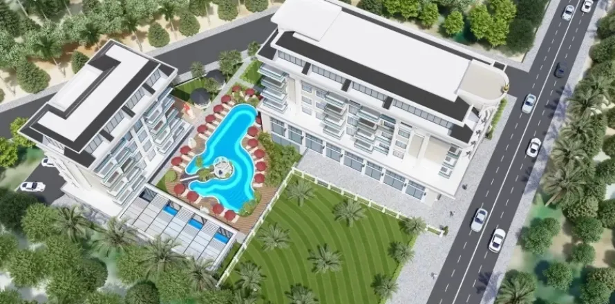 آپارتمان در  Alanya ، ترکیه 1 خوابه ، 50 متر مربع.  شماره 223481