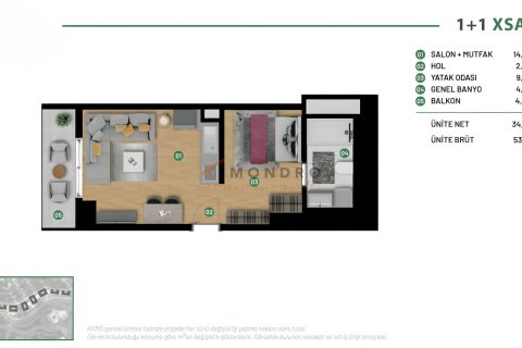 Продажа квартиры  в Сарыере, Стамбуле, Турция 1+1, 53м2, №221210 – фото 14