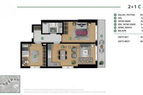 Продажа квартиры  в Сарыере, Стамбуле, Турция 1+1, 53м2, №221210 – фото 16
