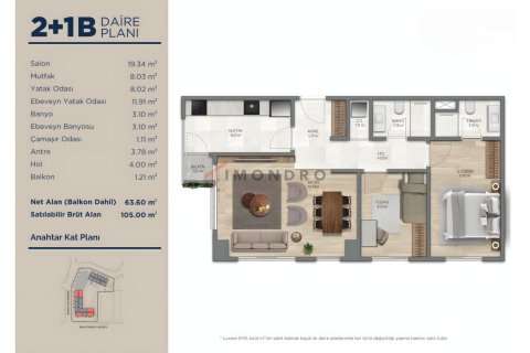 Продажа квартиры в Стамбуле, Турция 2+1, 81м2, №215223 – фото 25