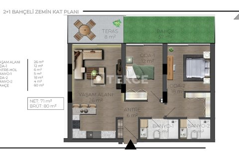 2+1 Lejlighed i Antalya, Tyrkiet Nr. 217861 - 17