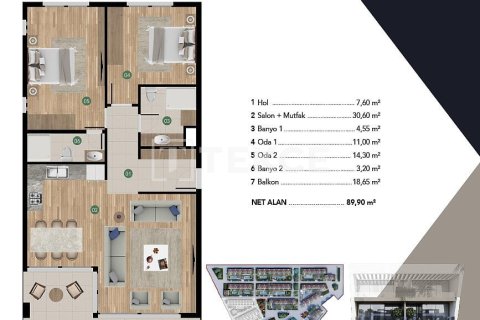 2+1 Lägenhet  i Kusadasi, Aydin, Turkiet Nr. 224769 - 24