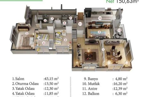 Продажа квартиры в Стамбуле, Турция 4+1, 210м2, №234003 – фото 17