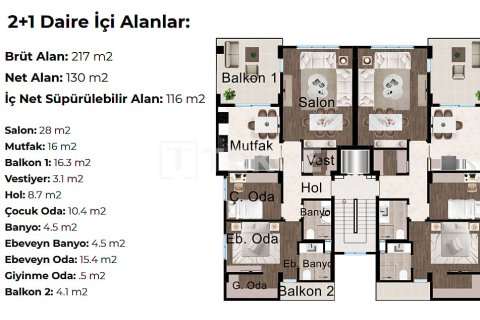 2+1 Leilighet i Bursa, Tyrkia Nr. 225288 - 14