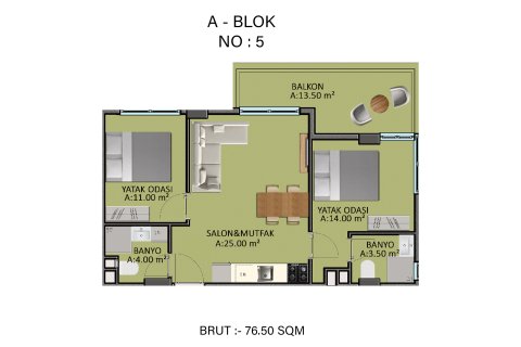 2+1 Lejlighed  i Alanya, Antalya, Tyrkiet Nr. 216480 - 30