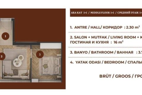 1+1 Lejlighed  i Lara, Antalya, Tyrkiet Nr. 229074 - 15
