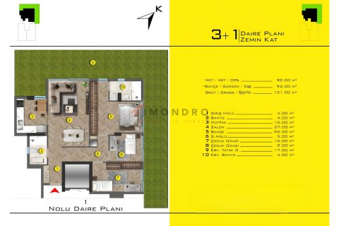 آپارتمان در  Antalya ، ترکیه 4 خوابه ، 199 متر مربع.  شماره 215828 - 17