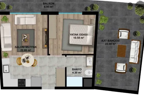 Продажа квартиры  в Аксу, Анталье, Турция 1+1, 47.25м2, №220854 – фото 24