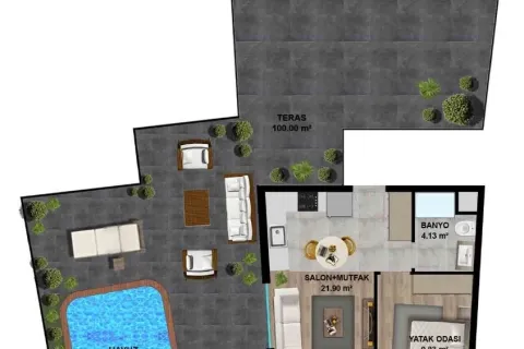 آپارتمان در  Aksu ، ترکیه 1 خوابه ، 45.95 متر مربع.  شماره 220858 - 24