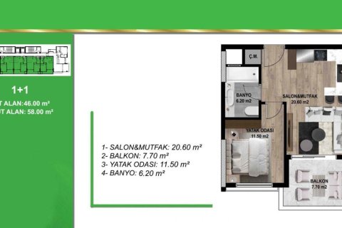 Продажа квартиры  в Мезитли, Мерсине, Турция 2 комн., 58м2, №227910 – фото 10