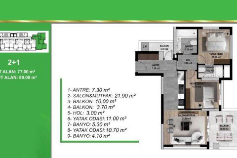 Продажа квартиры  в Мезитли, Мерсине, Турция 2 комн., 58м2, №227910 – фото 11