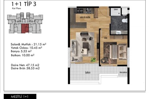 Продажа квартиры в Мезитли, Мерсине, Турция 2 комн., 58м2, №227908 – фото 27