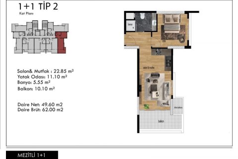 Продажа квартиры в Мезитли, Мерсине, Турция 2 комн., 58м2, №227908 – фото 24