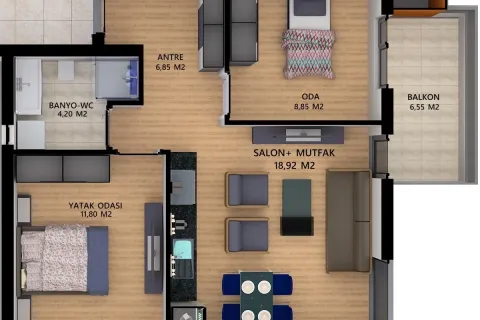 آپارتمان در  Aksu ، ترکیه 2 خوابه ، 73.06 متر مربع.  شماره 220826 - 25