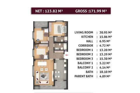 Продажа квартиры  в Эсеньюрте, Стамбуле, Турция 3 комн., 113м2, №227878 – фото 13