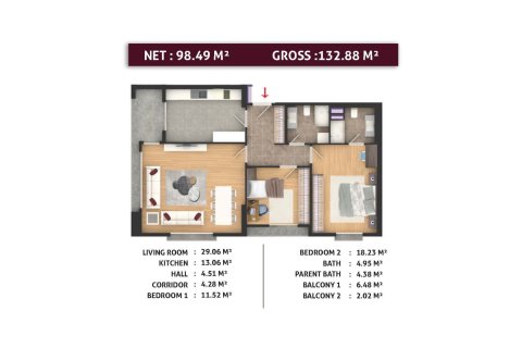 Продажа квартиры  в Эсеньюрте, Стамбуле, Турция 3 комн., 113м2, №227878 – фото 12