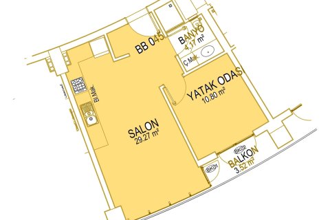 آپارتمان در  Aksu ، ترکیه 1 خوابه ، 54 متر مربع.  شماره 221005 - 23