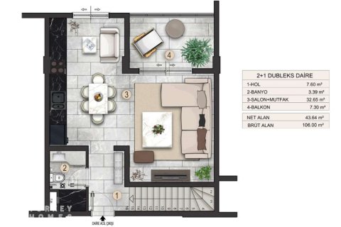 2+1 Lejlighed  i Alanya, Antalya, Tyrkiet Nr. 233235 - 12