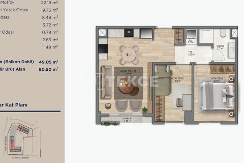 Apartment for sale  in Istanbul, Turkey, 2 bedrooms, 80m2, No. 219823 – photo 22