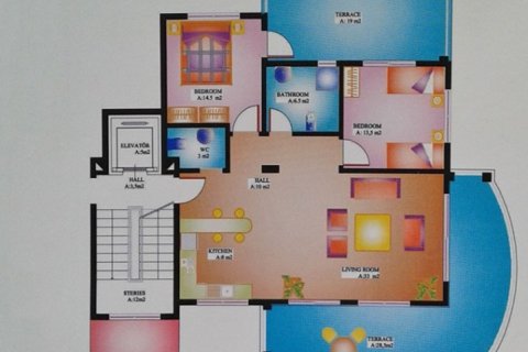 2+1 Lejlighed  i Alanya, Antalya, Tyrkiet Nr. 216751 - 4