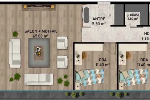 آپارتمان در  Aksu ، ترکیه 4 خوابه ، 162 متر مربع.  شماره 220781 - 12