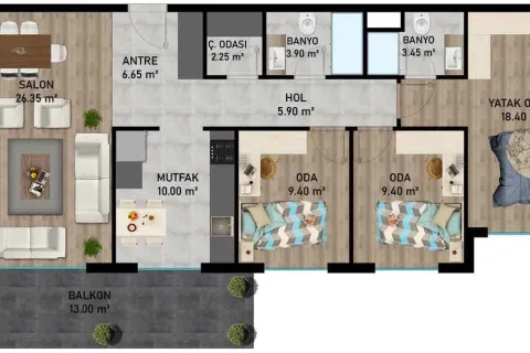 3+1 Lejlighed  i Aksu, Antalya, Tyrkiet Nr. 220776 - 12