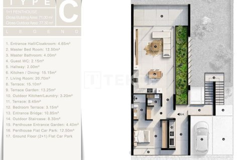 Продажа пентхауса в Фамагусте, Северный Кипр 1+1, 135м2, №224866 – фото 13
