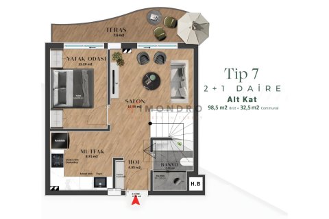 آپارتمان در  Antalya ، ترکیه 3 خوابه ، 160 متر مربع.  شماره 223061 - 22