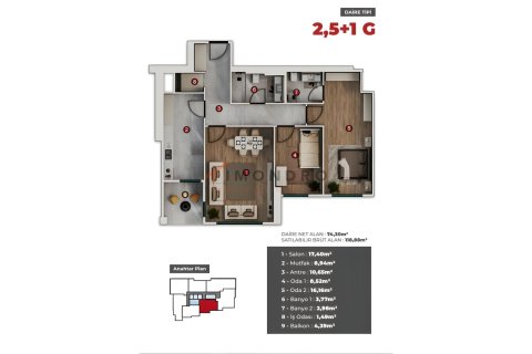 آپارتمان در Zeytinburnu، Istanbul ، ترکیه 3 خوابه ، 142 متر مربع. شماره 225185 - 25