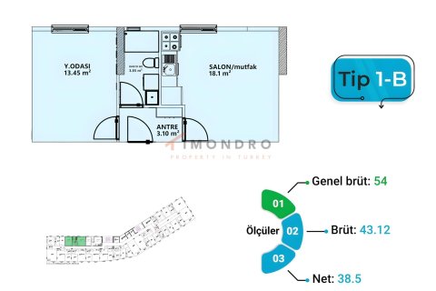 Продажа квартиры в Кючюкчекмедже, Стамбуле, Турция 1+1, 43м2, №229036 – фото 12