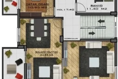 آپارتمان در  Alanya ، ترکیه 4 خوابه ، 1000 متر مربع.  شماره 223518 - 11