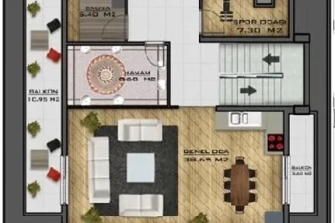 آپارتمان در  Alanya ، ترکیه 4 خوابه ، 1000 متر مربع.  شماره 223518 - 13