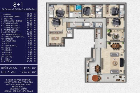 Penthouse for sale  in Istanbul, Turkey, 6 bedrooms, 342m2, No. 221712 – photo 4