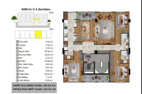 آپارتمان در Istanbul ، ترکیه 3 خوابه ، 230 متر مربع. شماره 232549 - 15