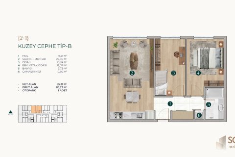 Apartment for sale  in Istanbul, Turkey, 2 bedrooms, 90m2, No. 218901 – photo 8