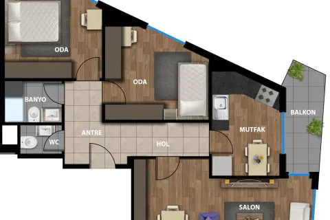 2+1 Leilighet i Mugla, Tyrkia Nr. 220252 - 11