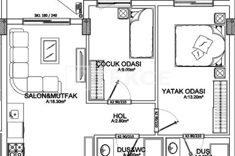 1+1 Lejlighed i Aksu, Antalya, Tyrkiet Nr. 228924 - 12