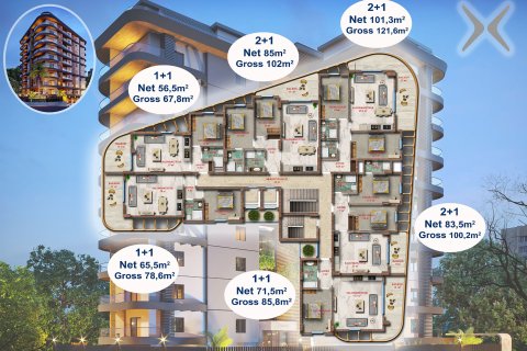 Продажа квартиры  в Махмутларе, Анталье, Турция 2+1, 83м2, №218327 – фото 23