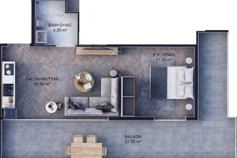 1+1 Lejlighed i Kepez, Canakkale, Tyrkiet Nr. 220616 - 18