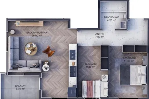 2+1 Wohnung in Kepez, Canakkale, Türkei Nr. 220617 - 18