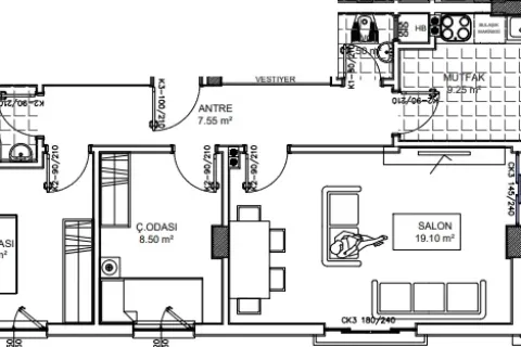 2+1 Lejlighed i Kepez, Canakkale, Tyrkiet Nr. 220614 - 5