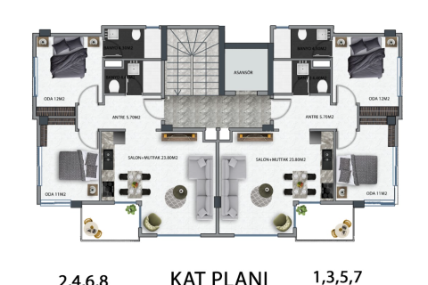 2+1 Leilighet  i Kestel, Antalya, Tyrkia Nr. 10705 - 26