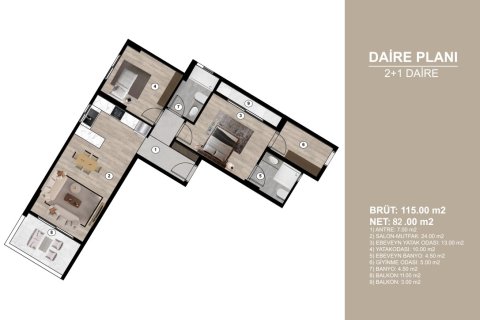 Продажа квартиры  в Томюке, Мерсине, Турция 2 комн., 62м2, №227892 – фото 13