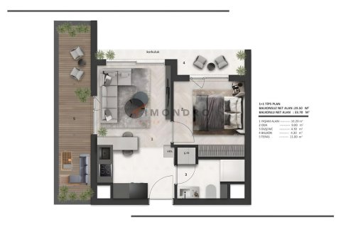 آپارتمان در  Aksu ، ترکیه 1 خوابه ، 35 متر مربع.  شماره 221124 - 12