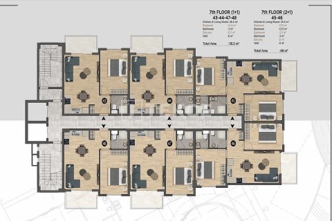 Apartment for sale in Alanya, Antalya, Turkey, 1 bedroom, 56m2, No. 215011 – photo 24