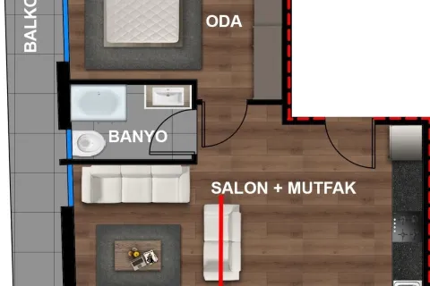 1+1 Leilighet i Mugla, Tyrkia Nr. 220236 - 12