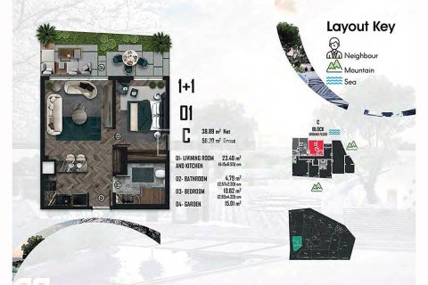 2+1 Leilighet  i Cinarcik, Yalova, Tyrkia Nr. 213518 - 24